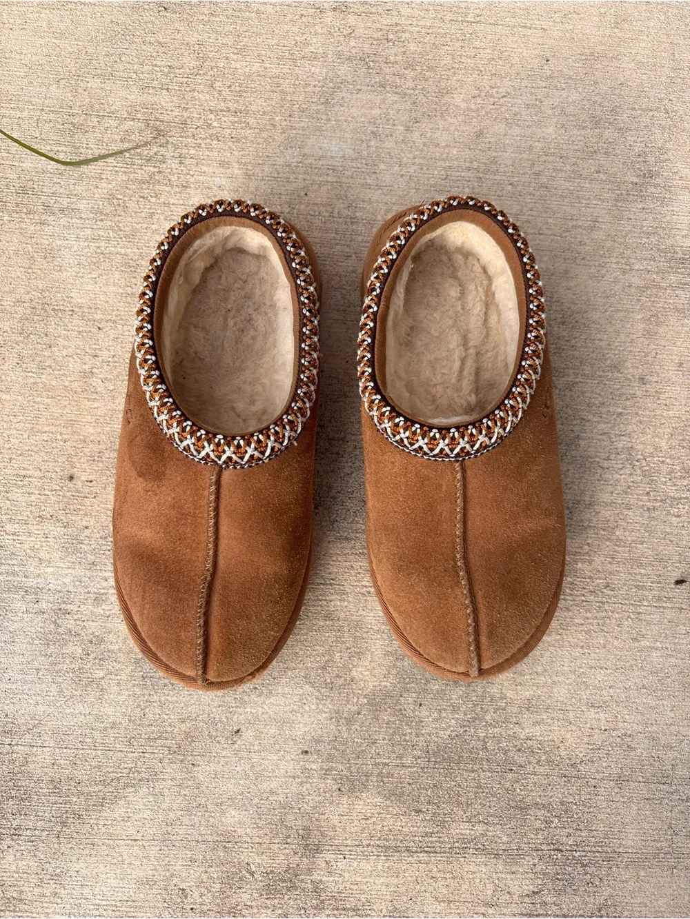UGG Chestnut Suede Shearling Mule Slippers